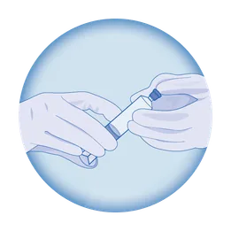 Icon showing a gentle press on syringe plunger while the cap is on